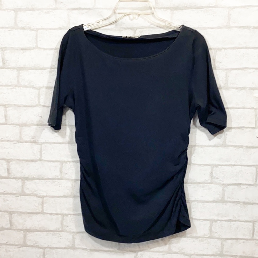 Soft surroundings black ruched tops size M